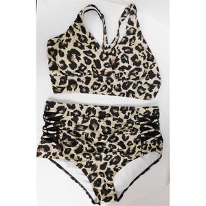 New Yonique Animal Print‎ 2 pc Bathing Suit sz 16